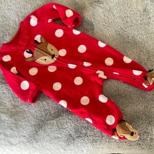 🌈 Just One You Carter’s Baby Footie Merry Christmas DEER Sleeper Sz 3M Winter